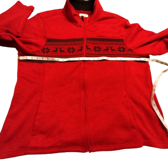 EUC Red and Black holiday sweater jacket with zipper Size 3X - Picture 3 of 6